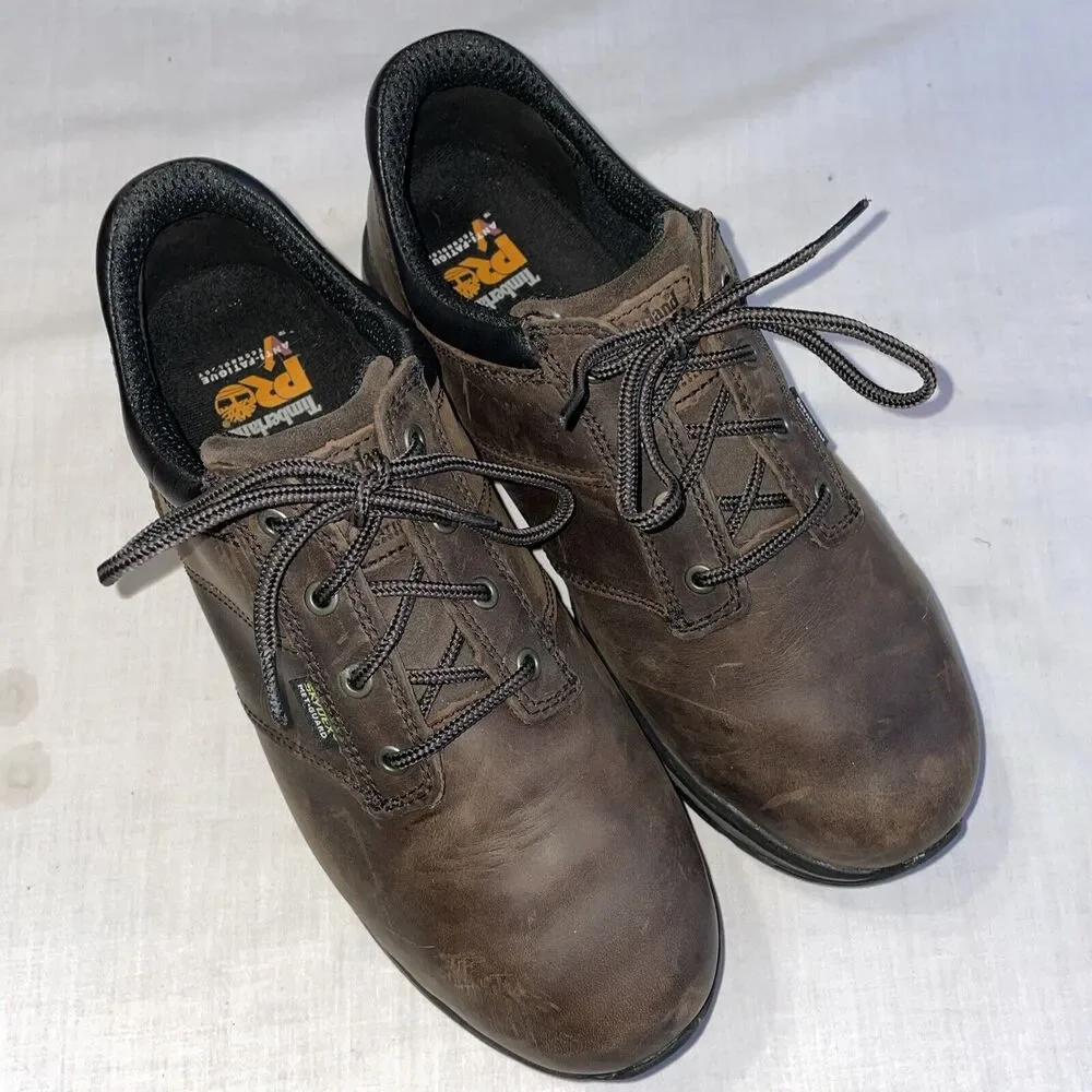 Timberland Pro Safety Toe Men’s Work Shoes Size 11 W  Brown Leather Skydex